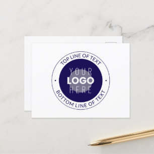 Carte Postale Texte et logo personnalisables Bleu foncé violet