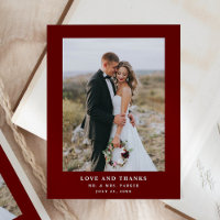 Texte et photo en rouge foncé | MERCI MARIAGE