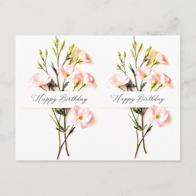 Carte Postale Texte manuscrit élégant de fleurs pour anniversair (Devant)