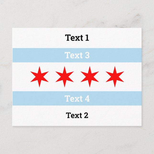Carte Postale Texte Personnalisé Chicago Drapeau Bleu Grilles Ro (Devant)