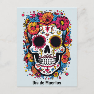 Carte Postale Texte personnalisé 💀 coloré Día de Muertos