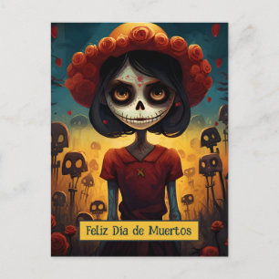 Carte Postale Texte personnalisé 💀 coloré Día de Muertos