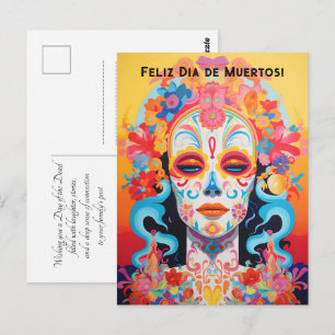 Carte Postale Texte personnalisé Dia de Muertos La Calavera Catr