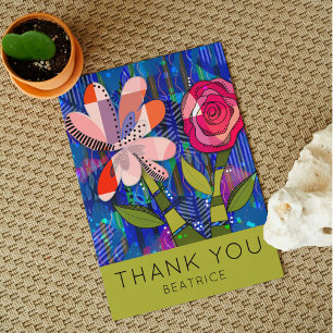 Carte Postale Texte personnalisé du Merci floral Abstrait