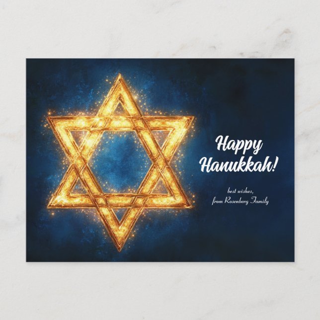 Carte Postale Texte personnalisé Happy Hanoukka ✡️, Star of Davi (Devant)