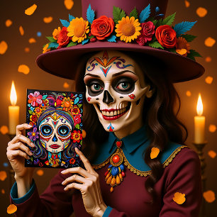 Carte Postale Texte personnalisé 💀 La Calavera Catrina