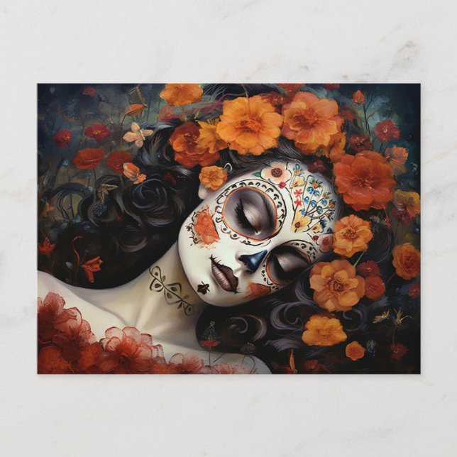 Carte Postale Texte personnalisé 💀  La Calavera Catrina avec de (Devant)