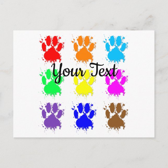 Carte Postale Texte personnalisé Motif Paw pour chien de tache d (Devant)
