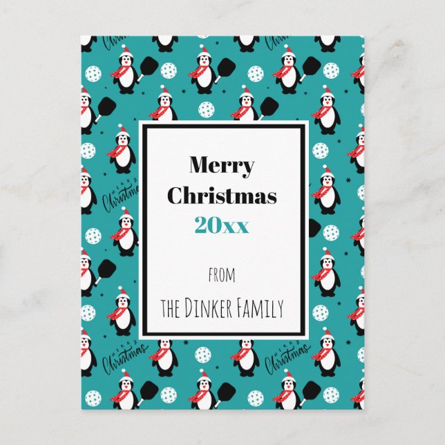 Carte Postale 🐧 texte personnalisé 🐧 Pickleball Joyeux Noël 🎁 (Devant)