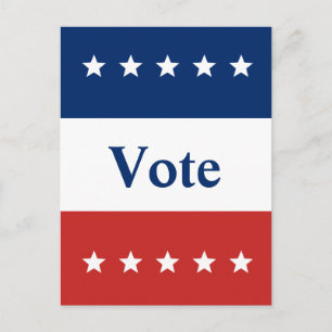 Carte Postale Texte personnalisé Rouge blanc et bleu vote