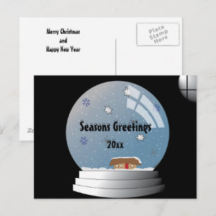 Carte Postale Texte personnalisé SnowGlobe illustré