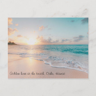 Carte Postale Texte Personnalisé Superbe Heure Dorée Oahu Hawaii