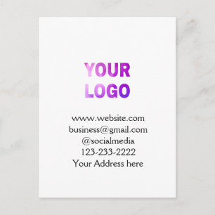 Carte Postale texte simple minimal ajoutez votre logo/dessin ici