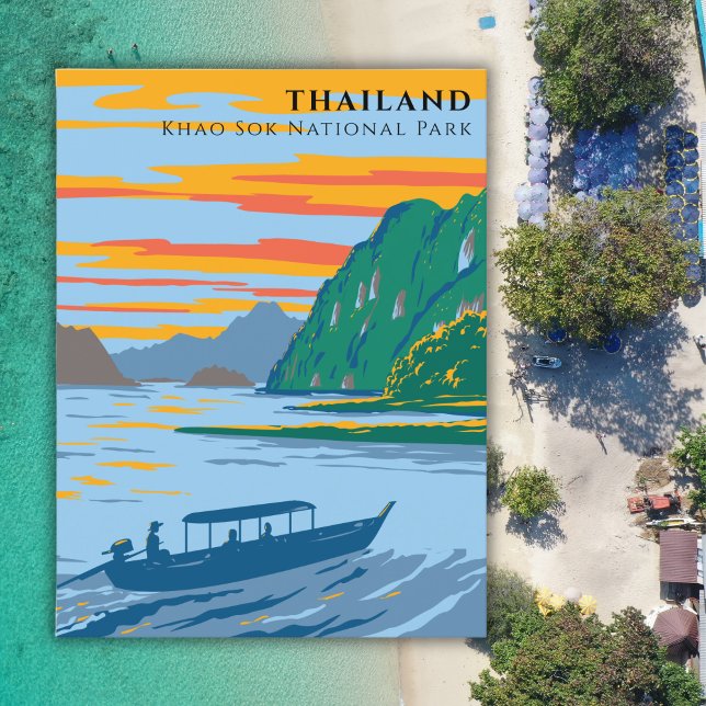 Carte Postale Thaïlande Parc national Khao Sok Voyage Art Déco (Créateur téléchargé)
