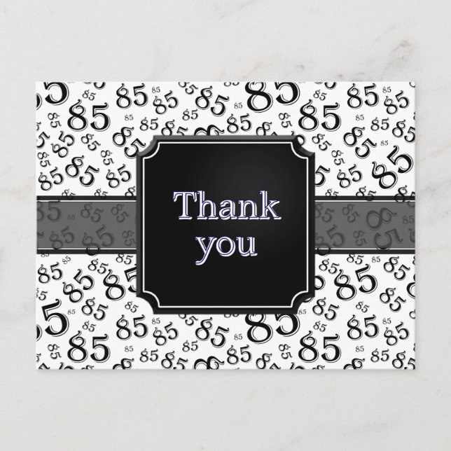 Carte Postale Thank You 85 Number Pattern Black/White (Devant)
