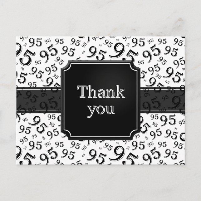 Carte Postale Thank You 95 Number Pattern Black/White (Devant)