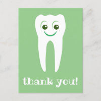 thank you dentist smiling tooth postcard