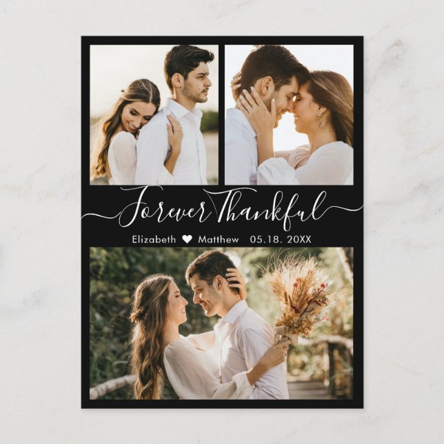 Carte Postale Thankful 3 Photo Collage Mariage Merci (Devant)