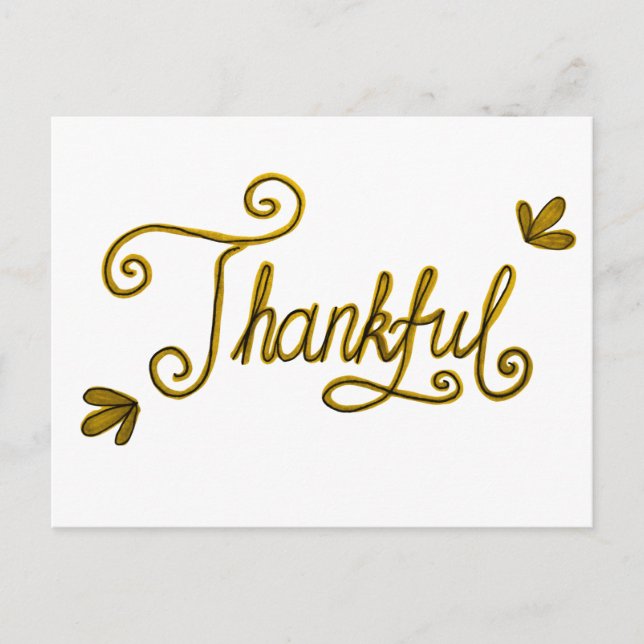 Carte Postale Thankful gold lettering (Devant)