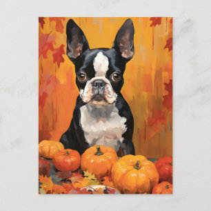 Carte Postale Thankgiving d'automne de Boston Terrier