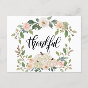 Carte Postale Thanksgiving Elegant Pastel Floral Inspirational