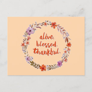 Carte Postale Thanksgiving Floral Wreath Avec Message