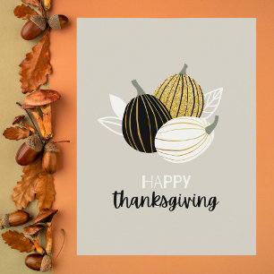 Carte Postale Thanksgiving minimaliste noir et or