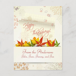 Carte postale Thanksgiving Personnalisable
