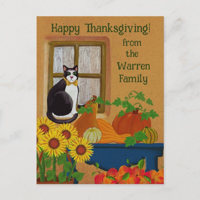 Carte Postale Thanksgiving personnalisé avec drapeau de jardin d (Devant)