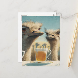 Carte Postale Thé à l'heure de l'autruche idiote