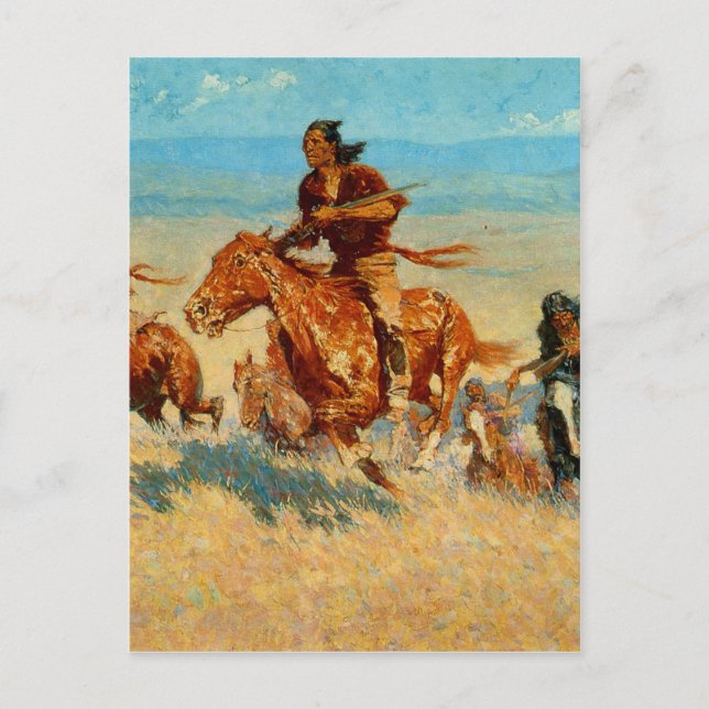 Carte Postale The Buffalo Runners de Frederic Remington (1909) (Devant)