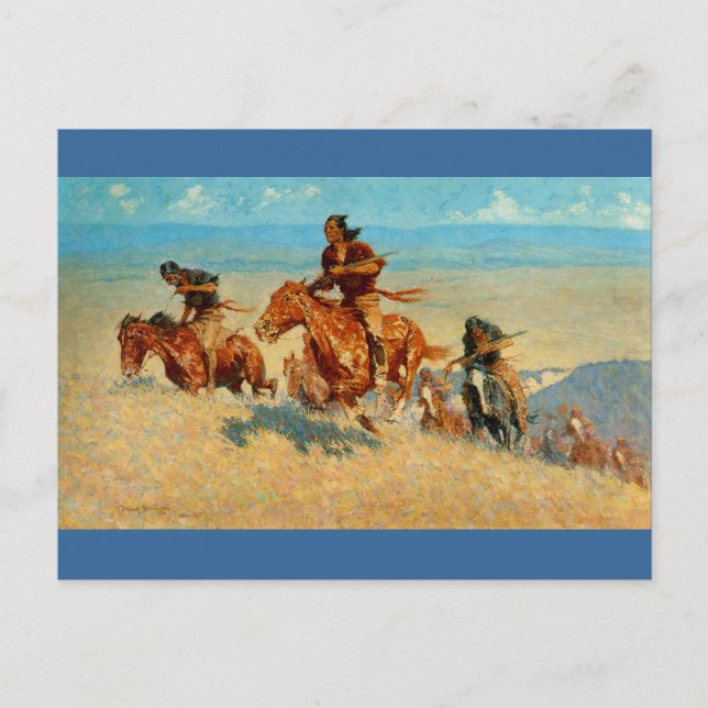 Carte Postale The Buffalo Runners de Frederic Remington (1909) (Devant)