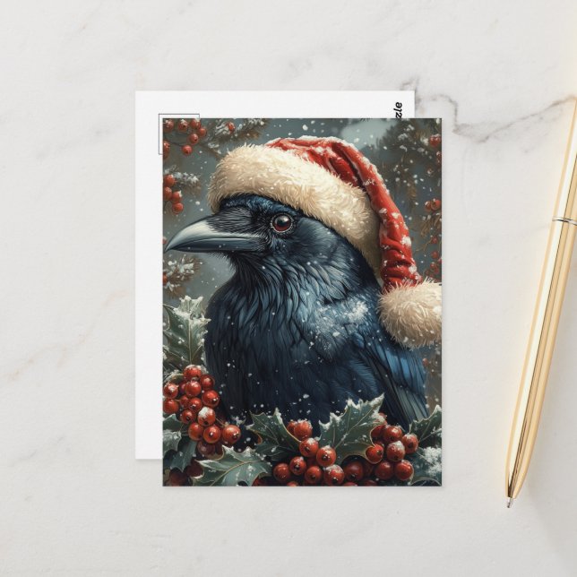 Carte Postale The Christmas Raven (Devant/Arrière en situation)