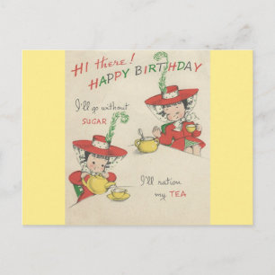 Carte Postale Thé d'anniversaire vintage