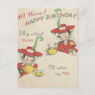 Carte Postale Thé d'anniversaire vintage