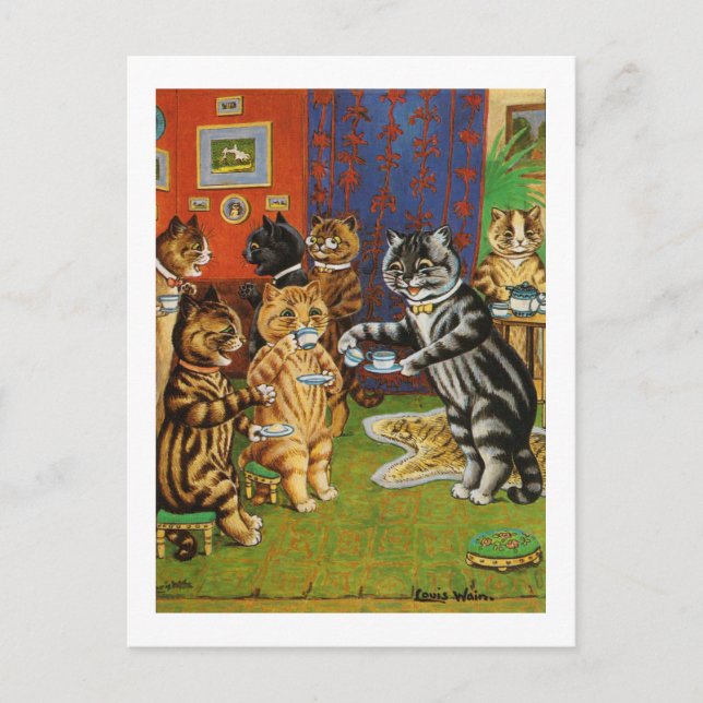 Carte Postale Thé de l'après-midi, Louis Wain (Devant)