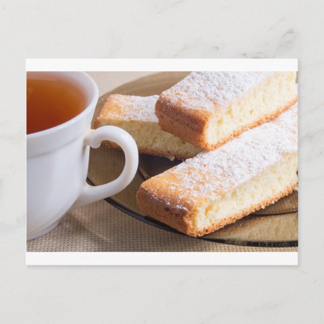 Carte Postale Thé et assiette de biscuits frais (Devant)