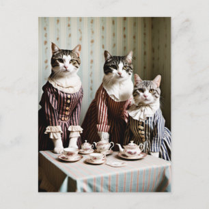 Carte Postale Thé Party de Chat