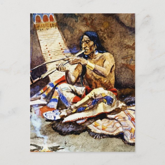 Carte Postale "The Peace Pipe" de Charles M Russell (Devant)