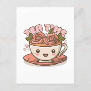 Carte Postale Thé Rose Thé Kawaii Temps du Thé