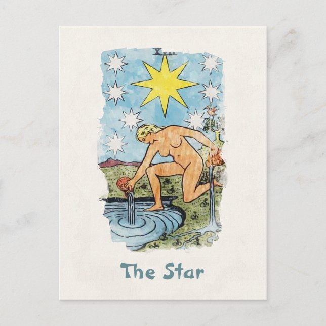 Carte Postale The Star Tarot Card Watercolor Painting (Devant)