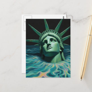 Carte Postale The Statue of Liberty Melts into the Sea Surreal 