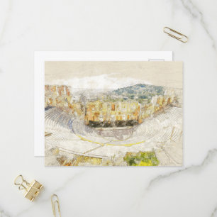Carte Postale Théâtre Antique d'Athènes Invitation de Voyage en 