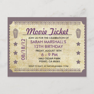 Carte Postale Thème de billet de cinéma