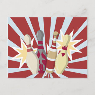 Carte Postale Thème de Bowling vintage