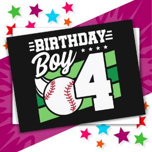 Carte Postale Thème de fête de baseball pour enfant de 4 ans 4e 