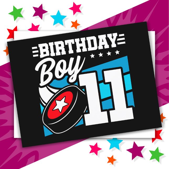Carte Postale Thème de fête de hockey pour 11 ans Fête d'anniver (Créateur téléchargé)