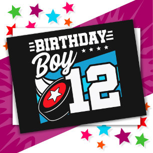 Carte Postale Thème de fête de hockey pour enfant de 12 ans Fête