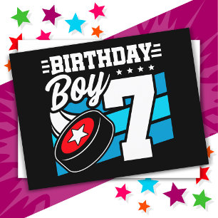 Carte Postale Thème de fête de hockey pour enfant de 7 ans pour 