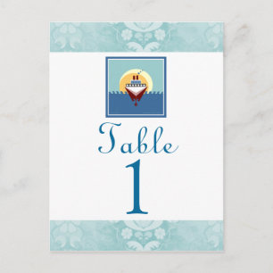 Carte Postale Thème de la fête de croisière Blue Table Numéro Ca